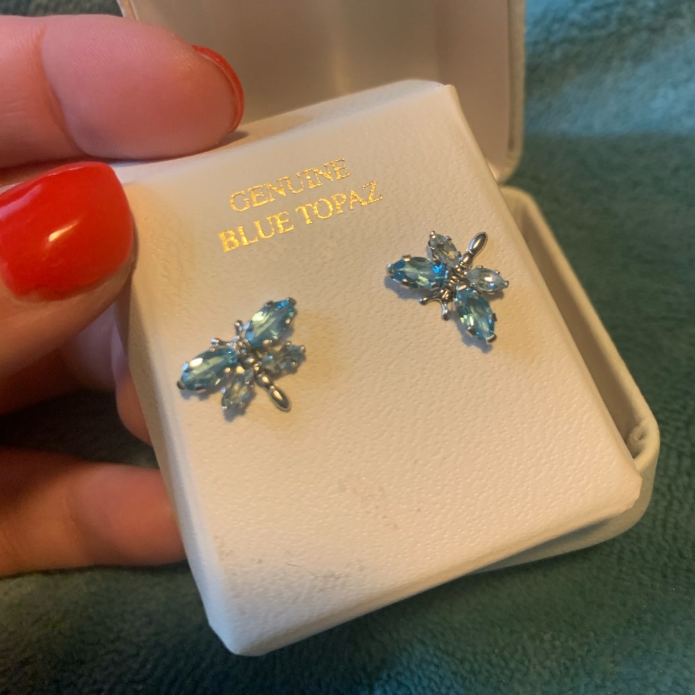 Genuine Blue Topaz Dragonfly earrings